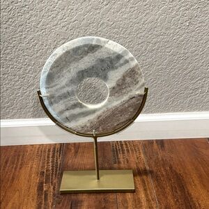 Marble Decorative Disc on Gold Stand